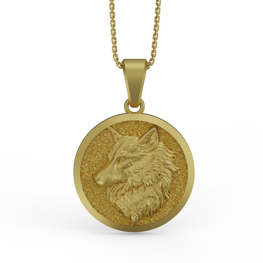 Gold Wolf Pendant