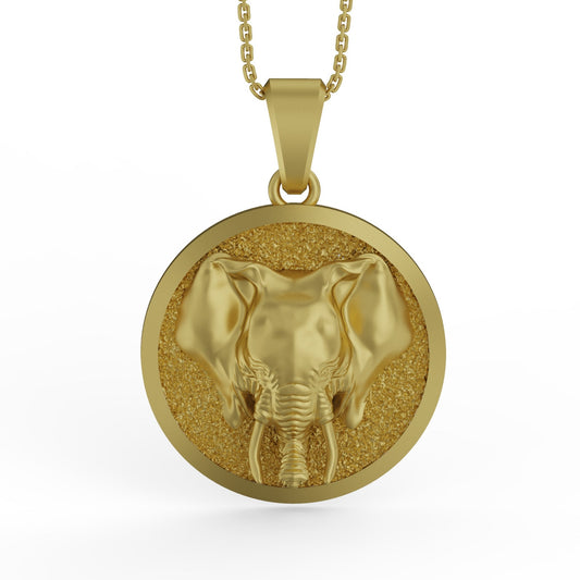Gold Elephant Pendant - Engravable - Angelios Jewelry