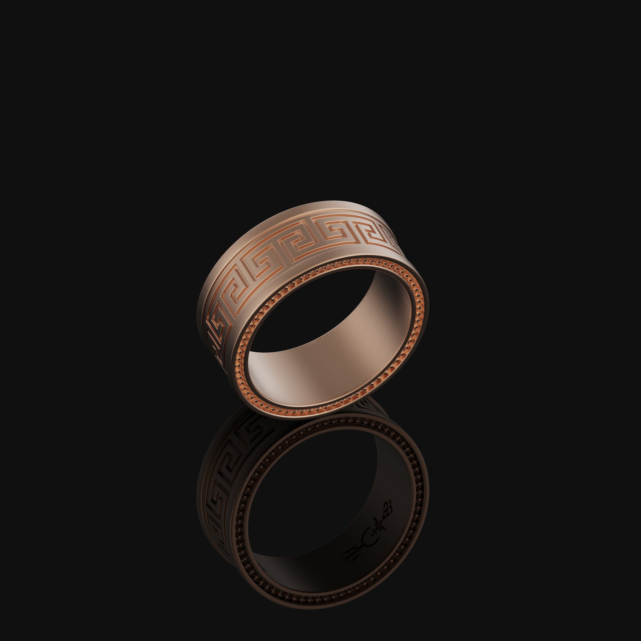 Greek Key Band - Engravable Rose Gold Finish