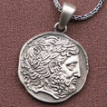 Load image into Gallery viewer, Silver Coin Necklace, Greek Coin Necklace, Medallion Necklace Coin, Pendant, Ancient Coin, Greek Mythology, Greek Pendant, Layering Necklace