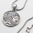 Load image into Gallery viewer, Silver Coin Necklace, Greek Coin Necklace, Medallion Necklace Coin, Pendant, Ancient Coin, Greek Mythology, Greek Pendant, Layering Necklace