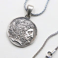 Load image into Gallery viewer, Silver Coin Necklace, Greek Coin Necklace, Medallion Necklace Coin, Pendant, Ancient Coin, Greek Mythology, Greek Pendant, Layering Necklace