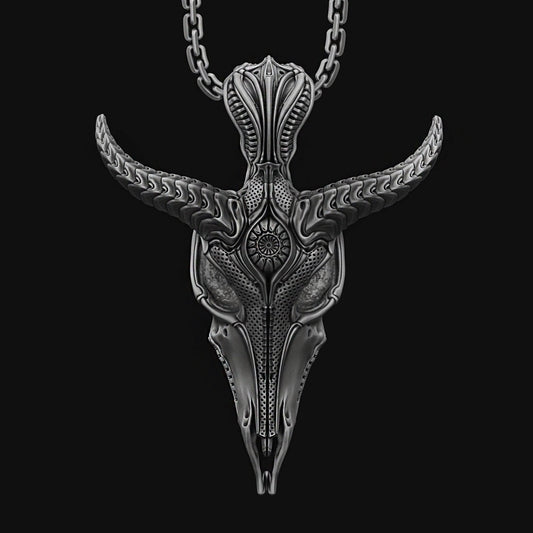 Silver Satanic Baphomet's Head Pendant, Leviathan Cross, Two-sided Gothic Necklace, Lucifer's Follower Charm, Satanic Gift Cross, Occult
