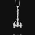 Load image into Gallery viewer, Viking Labrys Axe Warrior Necklace Sterling Silver, Double Sided Viking Axe For Boyfriend, War Axe Necklace For Husband, Male Necklace
