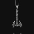 Load image into Gallery viewer, Viking Labrys Axe Warrior Necklace Sterling Silver, Double Sided Viking Axe For Boyfriend, War Axe Necklace For Husband, Male Necklace
