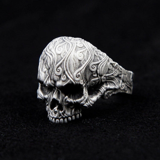Silver Skull Rings For Mens Signet Skull Ring Unique Gift For Man Biker Skull Ring Silver Pinky Skull Ring Silver Gothic Ring For Men