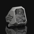 Bild in Galerie-Betrachter laden, Saint Francis Signet Ring For Men, Sterling Silver Mens St Francis Ring For Dad, Religious Ring For Christian, Unique Engraved Faith Ring