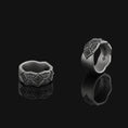 Load image into Gallery viewer, Silver Floral Geometric Wedding Band, Sterling Silver, Anniversary Ring, Birthday Gift, Engagement Ring, Men's Wedding Band