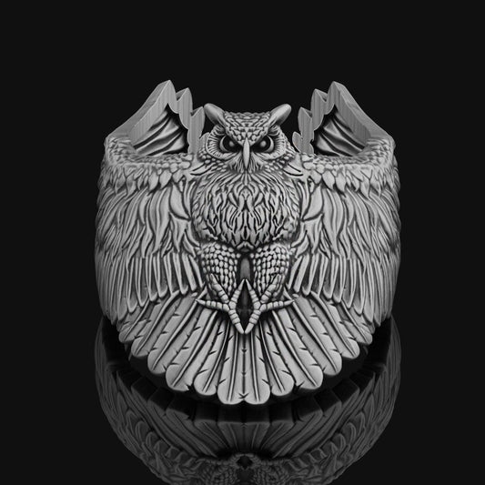 Owl Ring, Bird Ring, Owl Jewelry, Animal Ring, Adjustable Ring, Silver Owl Ring, Sterling Silver Ring, Animal Jewelry