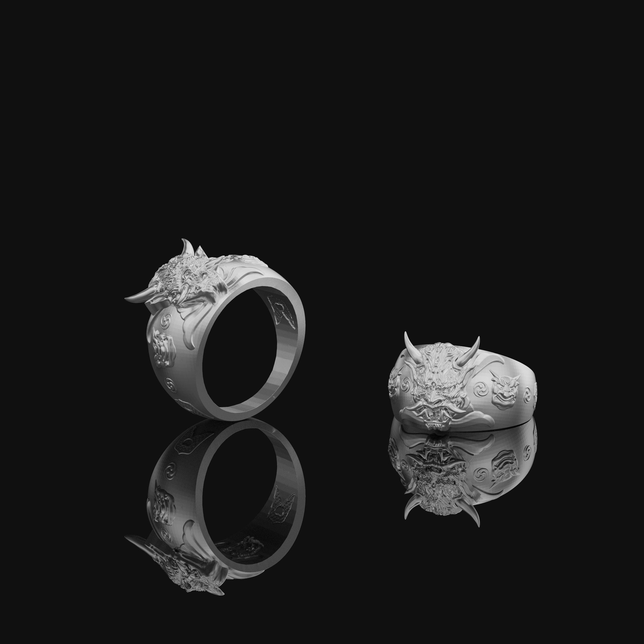 Oni Mask Ring, Demon Ring, Hannya Mask Ring, Biker Ring, Japanese, Devil Ring, Samurai Ring, Oni Mask, Japanese Samurai, Samurai Mask Ring