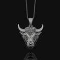 Load image into Gallery viewer, Sterling Silver Bull Head Necklace - 3D Animal Pendant with Oxidized Finish, Unique Detailed Statement Accessory for Wild Western Flair
