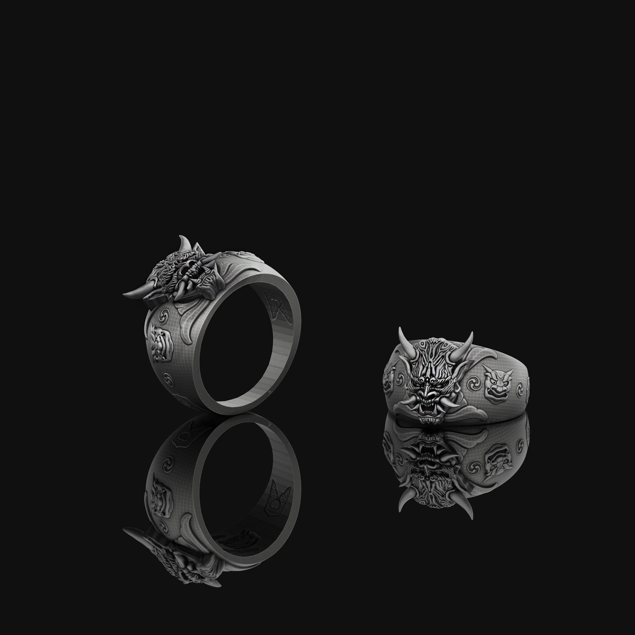Oni Mask Ring, Demon Ring, Hannya Mask Ring, Biker Ring, Japanese, Devil Ring, Samurai Ring, Oni Mask, Japanese Samurai, Samurai Mask Ring