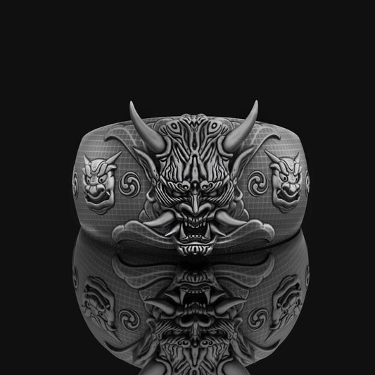 Oni Mask Ring, Demon Ring, Hannya Mask Ring, Biker Ring, Japanese, Devil Ring, Samurai Ring, Oni Mask, Japanese Samurai, Samurai Mask Ring