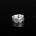 Load image into Gallery viewer, Side view of the sterling silver band, highlighting its thickness and high quality.