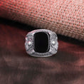 Bild in Galerie-Betrachter laden, St Francis Ring, Christian Gift, Religious Gift, Cushion Gemstone, Lapis Lazuli Ring, Tiger's Eye Ring, Saint Francis Jewelry