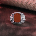 Bild in Galerie-Betrachter laden, St Anthony Ring, Christian Jewelry, Saint Gift, Cushion Gemstone, Lapis Lazuli Ring, Tiger's Eye Ring, Faith Accessory, Holy Band