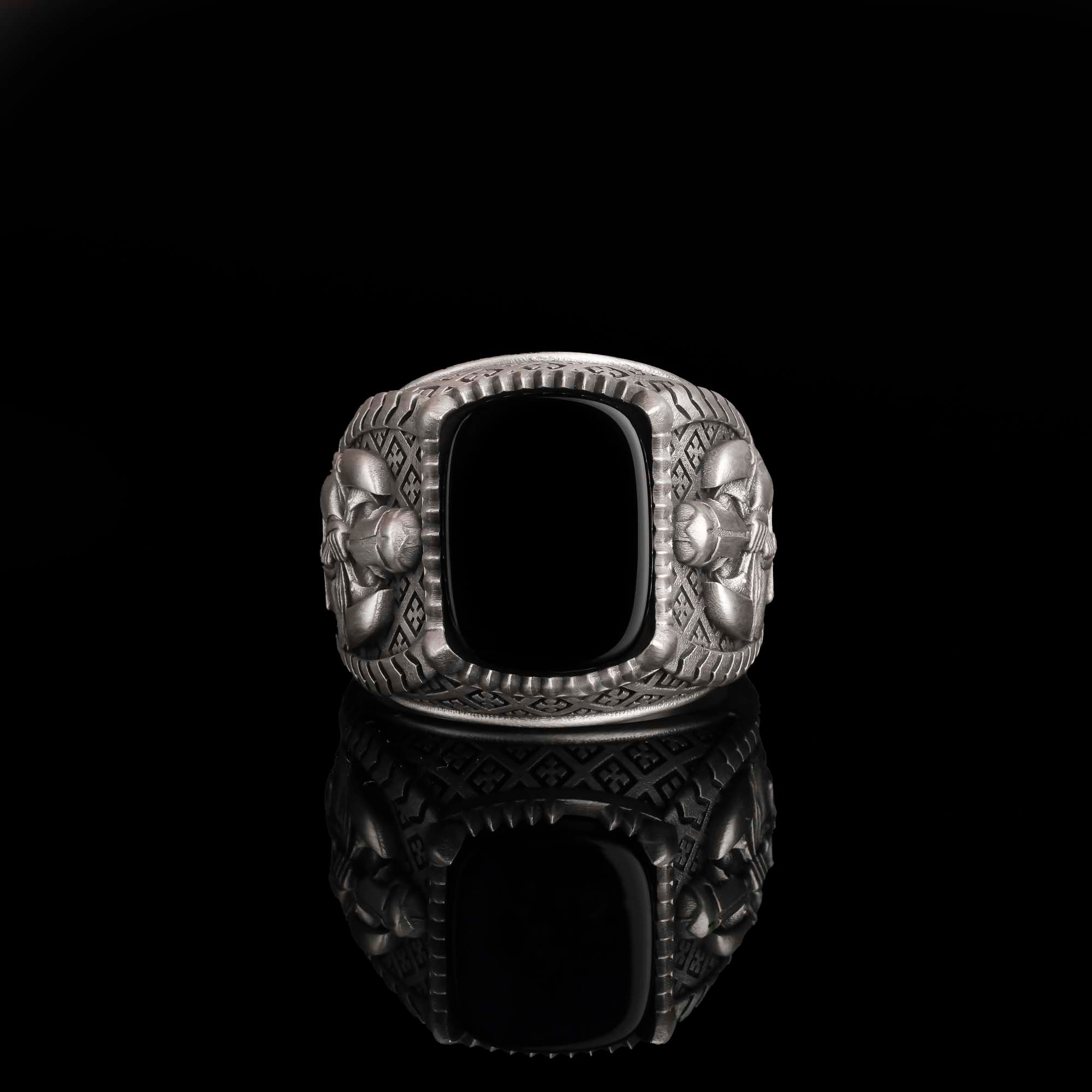 Templar Knight Ring, Gemstone Ring, Cushion Gemstone, Men's Religious, Christian Gift, Knight Jewelry, Crusader Ring, Faith Symbol