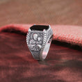 Bild in Galerie-Betrachter laden, Saint Joseph Ring, Christian Ring, Gemstone Ring, Cushion Gemstone, Cross Pattern Ring, Religious Gift, Spiritual Jewelry, Men's Accessory