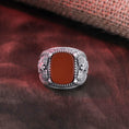 Bild in Galerie-Betrachter laden, Archangel Michael Ring, God's Warrior, Christian Jewelry, St Michael, Men's Gemstone Ring, Religious Gift, Red Agate, Tiger's Eye Ring