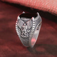 Bild in Galerie-Betrachter laden, Archangel Michael Ring, God's Warrior, Christian Jewelry, St Michael, Men's Gemstone Ring, Religious Gift, Red Agate, Tiger's Eye Ring
