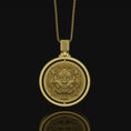 Load image into Gallery viewer, Foo Dog Necklace, Guardian Lion, Asian Myth, Chinese Mythology, Medallion Jewelry, Rotating Pendant, Personalized Gift