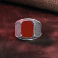 Load image into Gallery viewer, Cross Pattern Ring, Gemstone Ring, Cushion Gemstone, Onyx Ring, Red Agate Ring, Tiger's Eye Ring, Lapis Lazuli Ring, Spiritual Jewelry