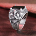 Bild in Galerie-Betrachter laden, Templar Knight Ring, Gemstone Ring, Cushion Gemstone, Men's Religious, Christian Gift, Knight Jewelry, Crusader Ring, Faith Symbol
