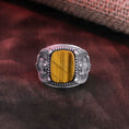 Bild in Galerie-Betrachter laden, Saint Dominic Ring, Religious Gift, Christian Jewelry, Gemstone Ring, Onyx Ring, Red Agate Ring, Tiger's Eye Ring, Lapis Lazuli Ring