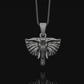 Load image into Gallery viewer, Traditional Elephant Charm Ivory Necklace Hindu Ornament, Majestic Animal, Cultural Pendant, Spiritual Jewelry, Regal Accessory Oxidized Finish
