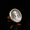 Load image into Gallery viewer, Miraculous Medal Cuff Links, Blessed Virgin Mary, Mother Of God, Memorial Gift, Engraved Cufflinks, Catholic Cufflinks, Religious Gift Gold Frame
