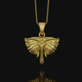 Load image into Gallery viewer, Traditional Elephant Charm Ivory Necklace Hindu Ornament, Majestic Animal, Cultural Pendant, Spiritual Jewelry, Regal Accessory Gold Finish