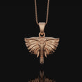 Load image into Gallery viewer, Traditional Elephant Charm Ivory Necklace Hindu Ornament, Majestic Animal, Cultural Pendant, Spiritual Jewelry, Regal Accessory Rose Gold Finish