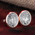 Bild in Galerie-Betrachter laden, Jesus Crown of Thorns Cufflinks, Groomsman Gift, Crucifix, Religious Gift, Silver Cuff Link, Catholic Cross Cufflinks, Christian Jewelry
