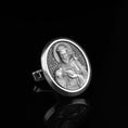 Load image into Gallery viewer, Saint Francis, Silver Cuff Link, Christian Cufflinks, Groomsman, Christian Jewelry, Gift For Christians, Religious Gift, Engraved Cufflinks Polished Frame
