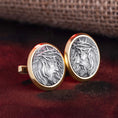 Bild in Galerie-Betrachter laden, Jesus Crown of Thorns Cufflinks, Groomsman Gift, Crucifix, Religious Gift, Silver Cuff Link, Catholic Cross Cufflinks, Christian Jewelry