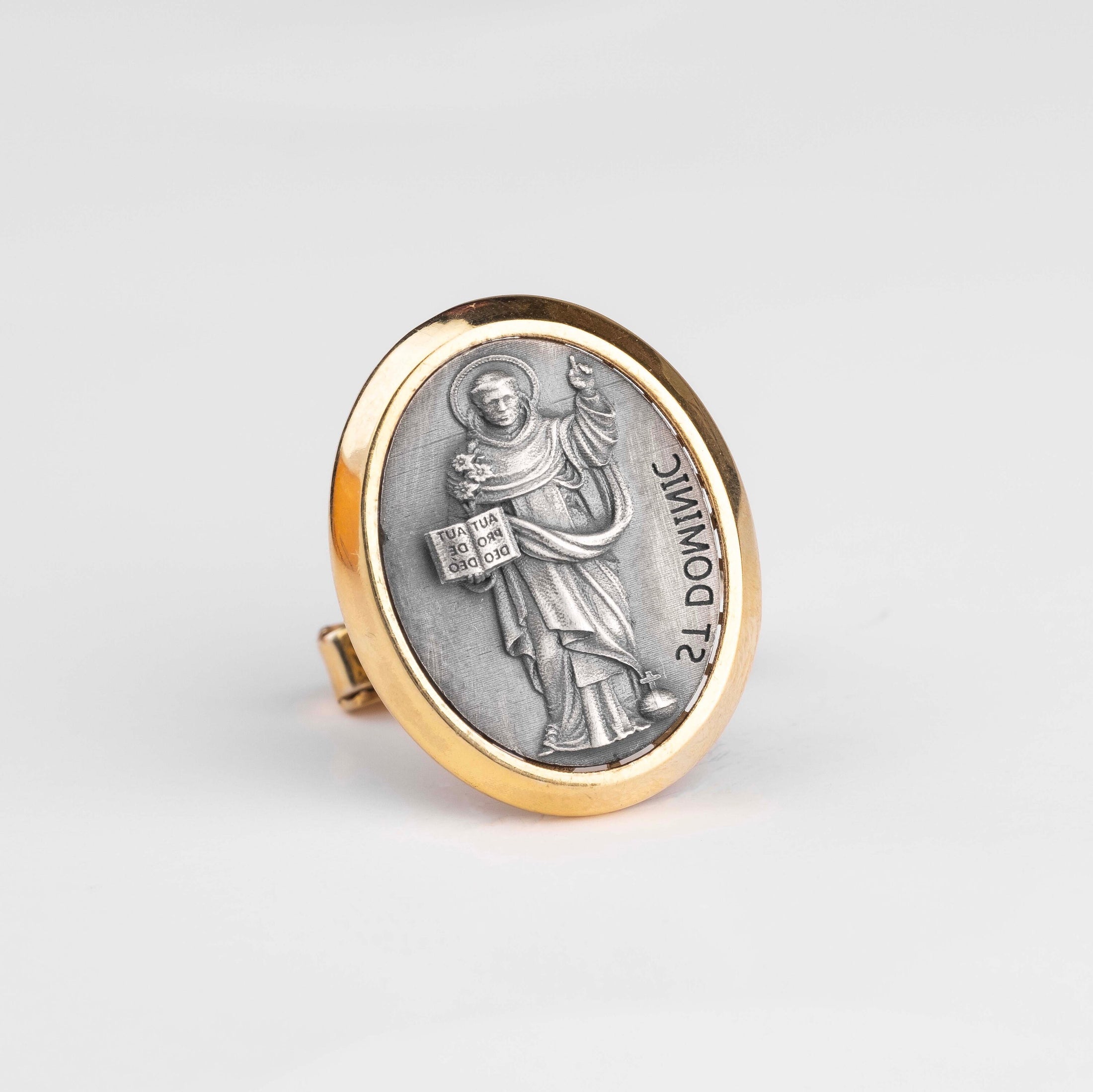 Saint Dominic Savio, Religious Gift, Engraved Cufflinks, Christian Jewelry, Memorial Gift, Religious Cufflinks, Catholic Saint Gold Frame