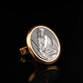Load image into Gallery viewer, The Pensive Christ, Engraved Cufflinks, Groomsman Gift, Catholic Cufflinks, Religious Cufflinks, Young Christ, Memorial Gift, Christ Worried Gold Frame
