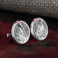 Bild in Galerie-Betrachter laden, The Pensive Christ, Engraved Cufflinks, Groomsman Gift, Catholic Cufflinks, Religious Cufflinks, Young Christ, Memorial Gift, Christ Worried