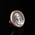 Load image into Gallery viewer, Miraculous Medal Cuff Links, Blessed Virgin Mary, Mother Of God, Memorial Gift, Engraved Cufflinks, Catholic Cufflinks, Religious Gift Rose Gold Frame
