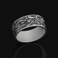 Load image into Gallery viewer, Wave Ring, Silver Engraved Ring, Mens Band Wave Pattern Ring, Ring for Men, Geometric Style Vintage Ring, Gift for Him