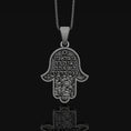 Bild in Galerie-Betrachter laden, Hamsa Hand Necklace, Hand Of Fatima, Christmas Gift, Hamsa Pendant, Gold Hamsa Necklace Jewelry, Protection Evil Eye Pendant Oxidized Finish