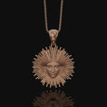 Load image into Gallery viewer, Greek Pendant, Helios Necklace, Sun God, God Of The Sun, Vergina Sun Pendant, Greek God, Silver Sun Pendant, Gold Sun Pendant Rose Gold Matte