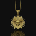 Load image into Gallery viewer, Greek Pendant, Helios Necklace, Sun God, God Of The Sun, Vergina Sun Pendant, Greek God, Silver Sun Pendant, Gold Sun Pendant Gold Finish
