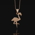 Load image into Gallery viewer, Silver Origami Flamingo Necklace Gift for her, Geometric Necklace, Bird Charm, Flamingo Pendant, Christmas Gift, Origami Animal Rose Gold Matte