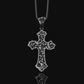 Load image into Gallery viewer, Chicano, Tattoo Style, Roses, Pattern, Skull, Cross, Pendant, Roses Pattern Pendant, Chicano Skull Cross, Tattoo Cross Pendant