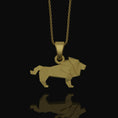 Load image into Gallery viewer, Silver Origami Lion Ring Necklace, Perfect Leo Birthday Gift, Unique Men's Zodiac Jewelry, Symbol of Strength & Courage Gold Matte