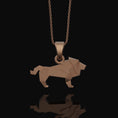 Load image into Gallery viewer, Silver Origami Lion Ring Necklace, Perfect Leo Birthday Gift, Unique Men's Zodiac Jewelry, Symbol of Strength & Courage Rose Gold Matte
