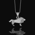 Load image into Gallery viewer, Silver Origami Lion Ring Necklace, Perfect Leo Birthday Gift, Unique Men's Zodiac Jewelry, Symbol of Strength & Courage Polished Finish