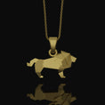 Load image into Gallery viewer, Silver Origami Lion Ring Necklace, Perfect Leo Birthday Gift, Unique Men's Zodiac Jewelry, Symbol of Strength & Courage Gold Finish