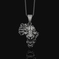 Load image into Gallery viewer, Silver Africa Continent Shaped Lion Head Necklace - Majestic Safari Style Pendant, Elegant Wildlife African Pride Jewelry Oxidized Finish